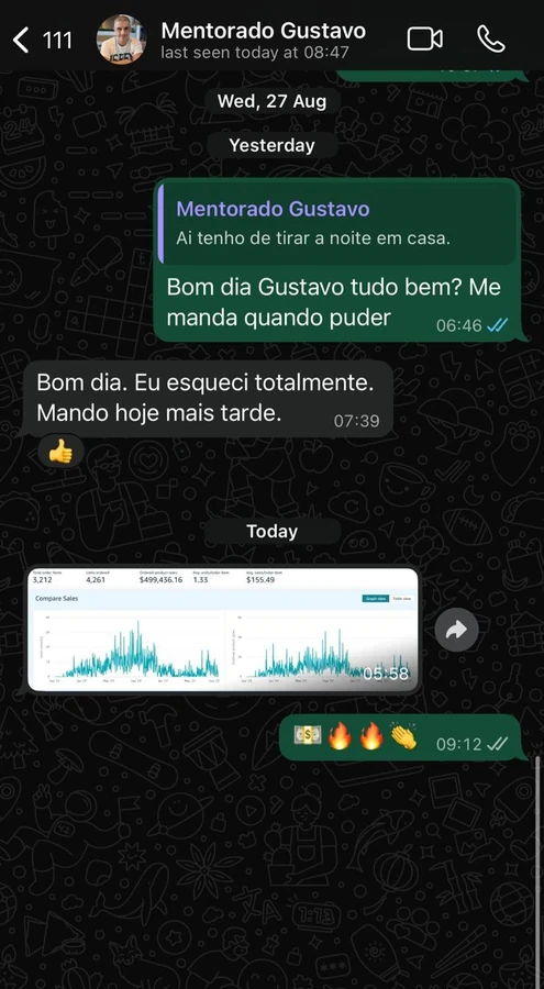 Print de conversa com Gustavo