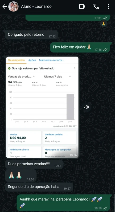 Print de conversa com Leonardo