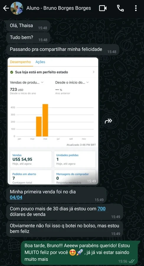 Print de conversa com Bruno Borges